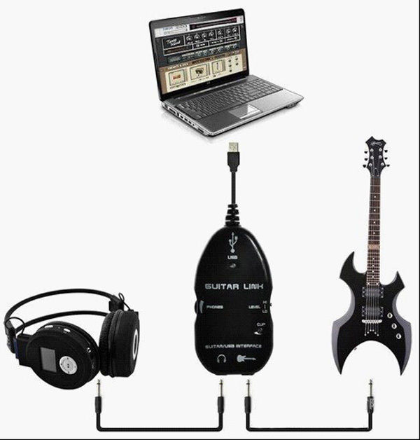 کابل تبدیل گیتار به USB کامپیوتر و خروجی هدفون لمونتک Guitar to USB Adapter
