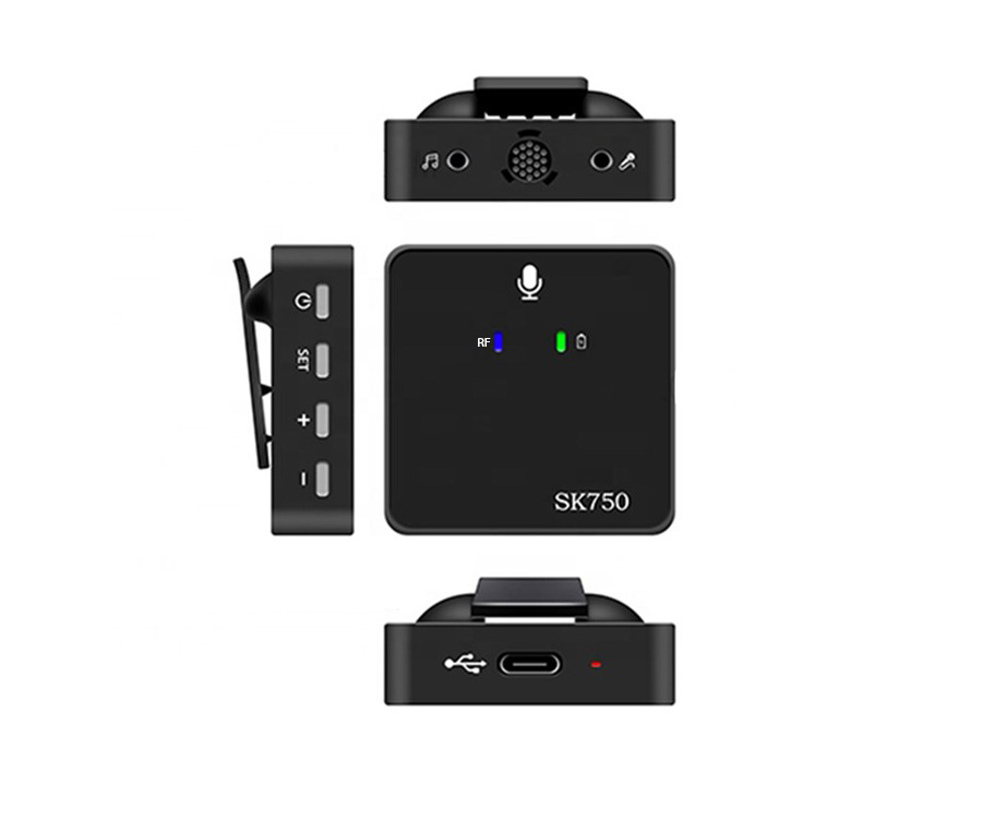 میکروفون بی سیم گوشی و دوربین SK750 wireless microphone مدل دو کاناله - کارکرده بسیار تمیز