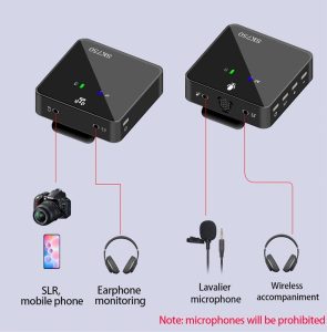 میکروفون بی سیم گوشی و دوربین SK750 wireless microphone مدل دو کاناله - کارکرده بسیار تمیز