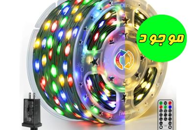 ریسه چراغ های رشته ای کریسمس در فضای باز ضد آب 800 ال ای دی 100متر طول – 11 حالت تایمر از راه دور ضد آب IP67 تمام رنگی و سفید گرم ollny