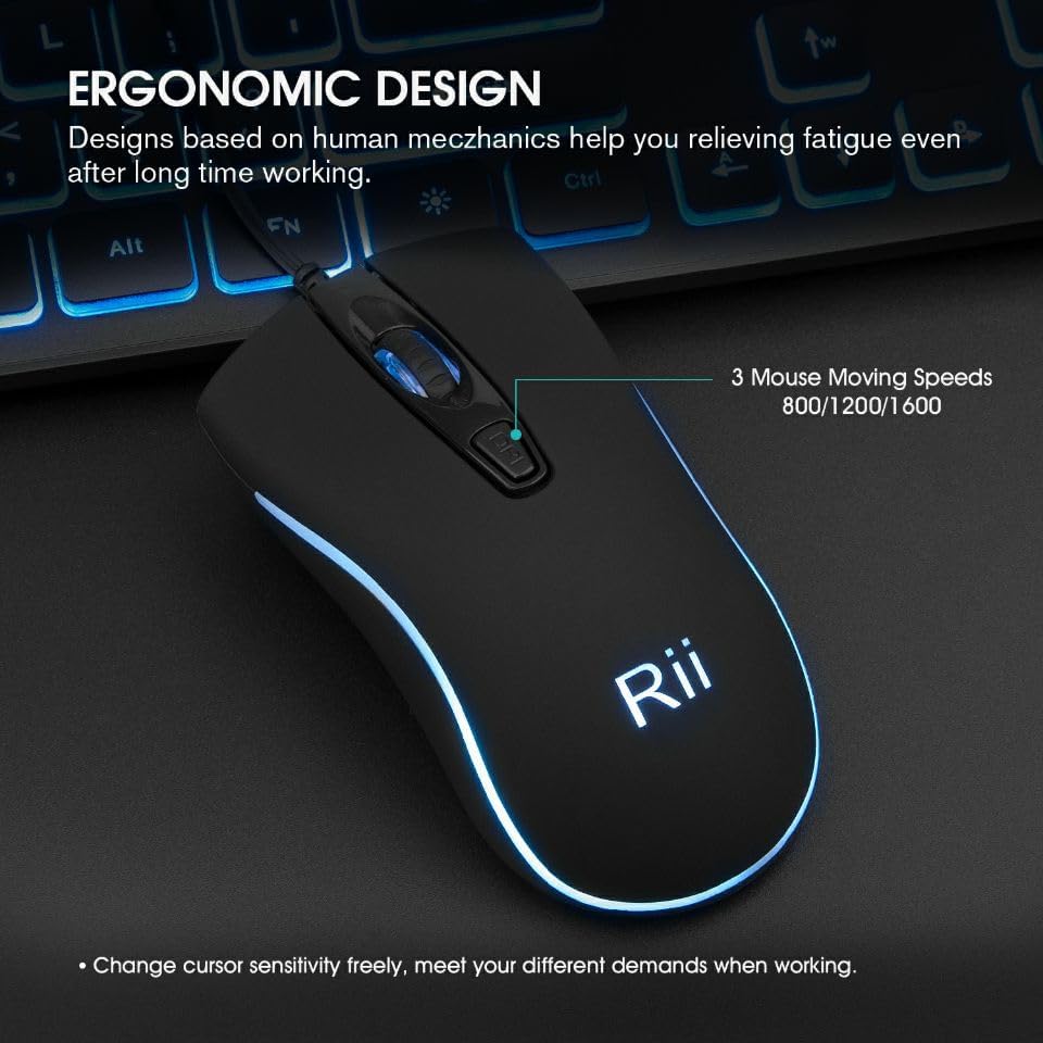 کیبورد و ماوس سه رنگ مدل Rii RK105