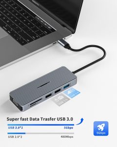 هاب USB C داک استیشن 9 پورت مدل HB040