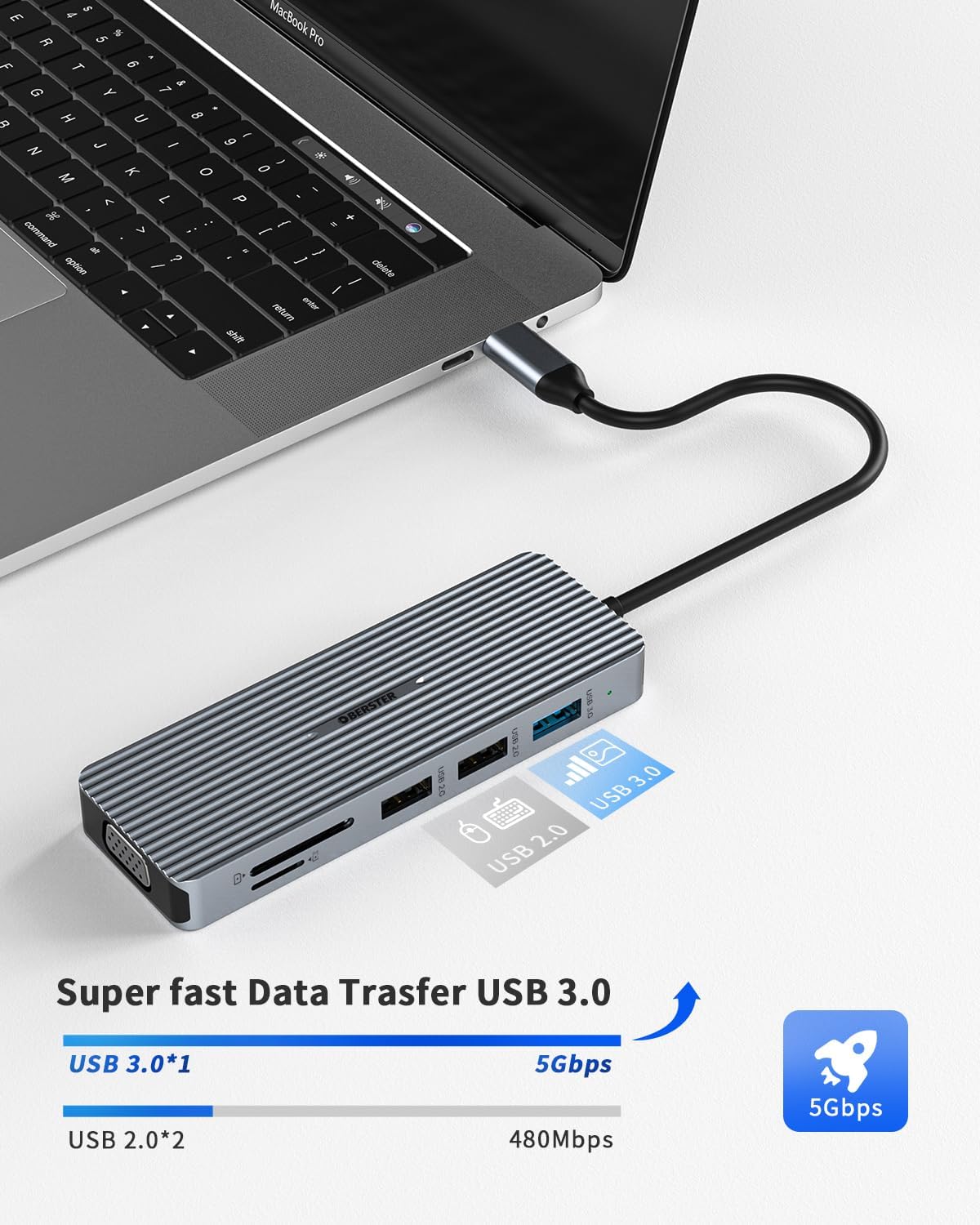 هاب USB C داک استیشن 9 پورت مدل HB040